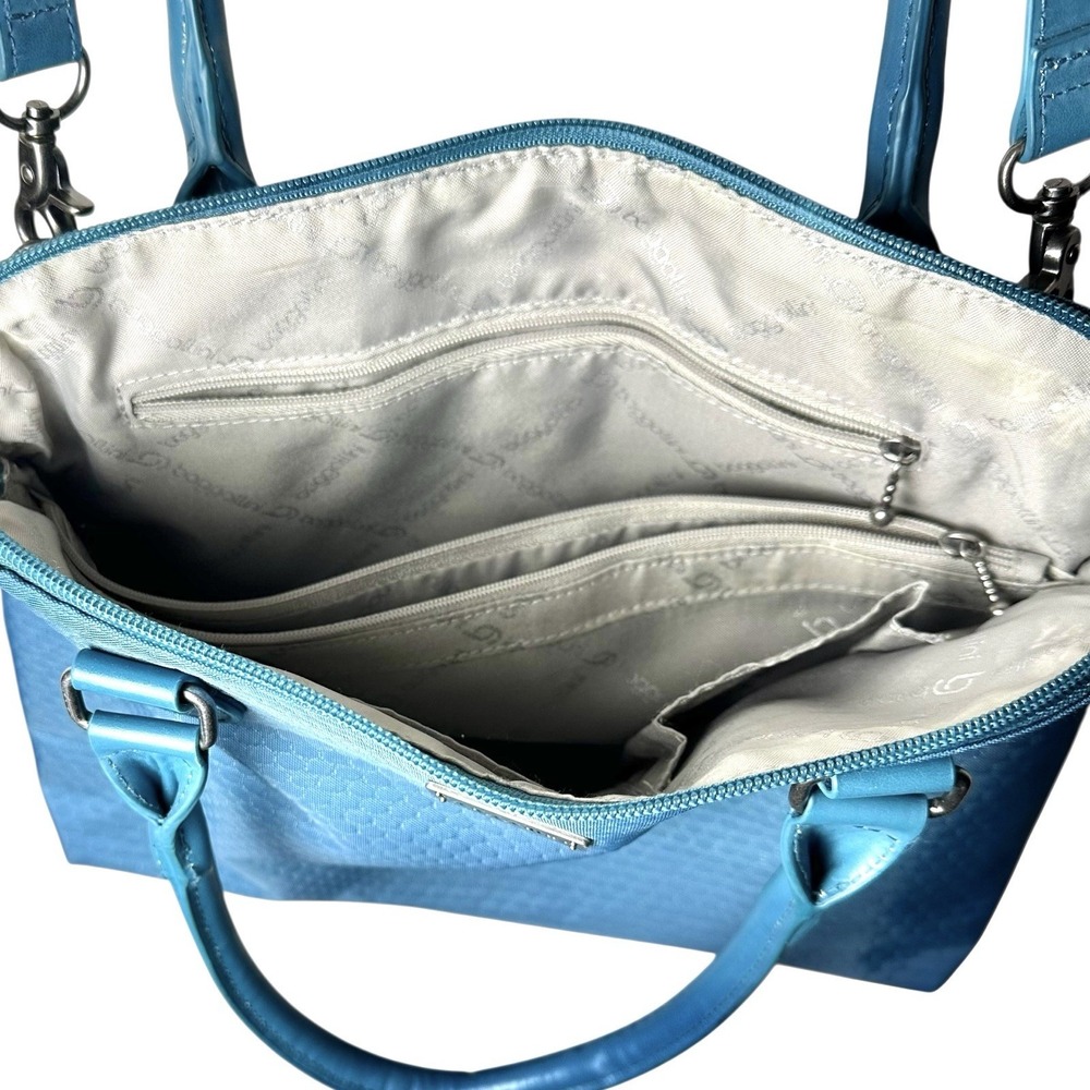 BAGGALLINI Natalie Satchel Teal Embossed Convertible Crossbody Organizer Handbag - Picture 4 of 13